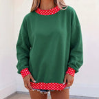 Oversized Sweatshirt with Polka Dot Trim