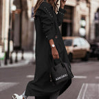 Oversized Hooded Long Trench Coat, Button Front Loose Fit Outerwear With Large Pockets And Adjustable Cuffs For Casual Daily Wear