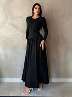 Ruched Waist Long Sleeve Maxi Dress