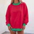 Oversized Sweatshirt with Polka Dot Trim