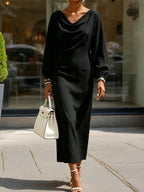 Cowl?Neck Batwing Sleeve Bodycon Midi Dress