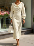 Cowl?Neck Batwing Sleeve Bodycon Midi Dress