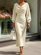 Cowl?Neck Batwing Sleeve Bodycon Midi Dress