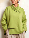 Modern Asymmetric High-Neck Casual Sweatshirt