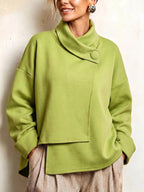 Modern Asymmetric High-Neck Casual Sweatshirt