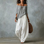 Drawstring Harem Pants Two Piece Set