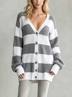 Oversized V-Neck Button-Front Chunky Knit Cardigan