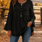 Boho Ruffle Bell Sleeve Tunic Casual  Blouse
