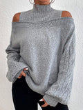 Cold-Shoulder Turtleneck Knit Sweater