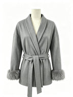 Cozy Belted Wrap Coat with Plush Fur Cuffs