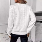 Cable Textured Half‑Zip Long Sleeve Casual Sweatshirt