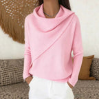 Draped Cowl Neck Long Sleeve Knit Sweater Top