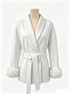 Cozy Belted Wrap Coat with Plush Fur Cuffs