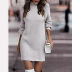 Women's Mock Neck Ribbed Knit Mini Dress