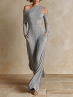 One‑Shoulder Party Wide‑Leg Jumpsuit