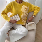 Pattern Round Neck Long Sleeve Sweater