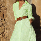 New Autumn Button Shirt Dress Women Long Sleeve With Belt