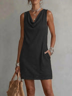 Women Hollow Out Knit Sleeveless Mini Dress