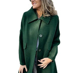 Casual Loose Single Breasted Wool Blend Midi Coat with Pockets