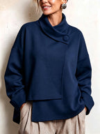 Modern Asymmetric High-Neck Casual Sweatshirt