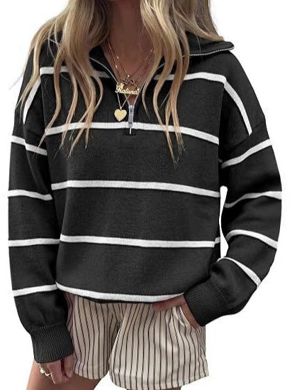 Soft Stripe Half-Zip Sweater