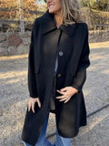 Casual Loose Single Breasted Wool Blend Midi Coat with Pockets