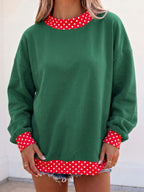 Oversized Sweatshirt with Polka Dot Trim