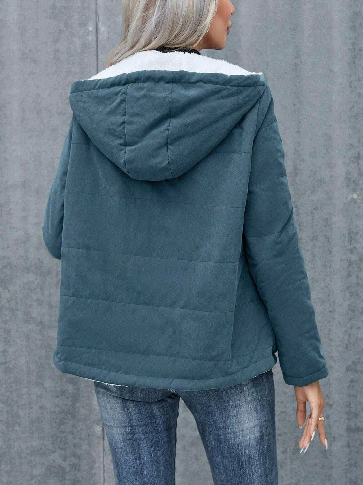 Sherpa Lined Quilted Hooded Jacket