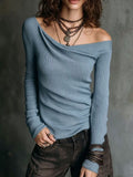 Vintage Elegant Knitted Off-the-shoulder Shirt