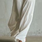 White Smocked Wide-Leg Jumpsuit