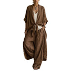2026 Amazon Cross-Border Independent Station Foreign Trade European And American Casual Loose Solid Color Belted Cardigan Trousers Women'S Suit