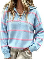 Soft Stripe Half-Zip Sweater