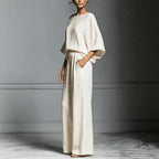 Linen Blend Batwing Sleeve Two-Piece Set