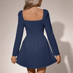 Square Neck Bow Front Mini Dress