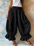 Crinkled Textured Balloon Harem Pants