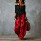 Drawstring Harem Pants Two Piece Set
