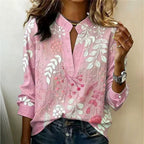 Women's Floral Print Notch Collar Long Sleeve Blouse