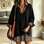 Oversized Leopard Print Detail Dress