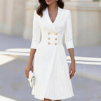Chic Suit-style Pleated Wrap Dress