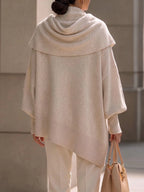 Women's Solid Cowl Neck Oversized Asymmetric Hem Knit Tunic Sweater