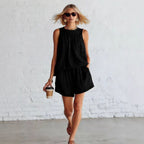 Crinkled Casual Two Piece Short Set