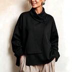 Modern Asymmetric High-Neck Casual Sweatshirt