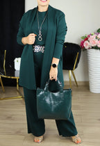 Women's Solid Color Round Neck Long-Sleeved 3-Piece Set