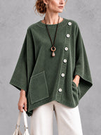 Oversized Corduroy Tunic with Button Detail
