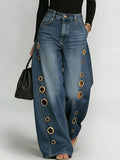 Women High Waist Wide Leg Jeans
