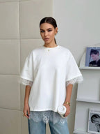 Oversized Lace Splicing Tee