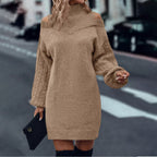 Cold-Shoulder Turtleneck Sweater Dress
