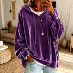 Women‘s Loose Velvet Drawstring Hoodie
