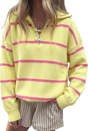 Soft Stripe Half-Zip Sweater
