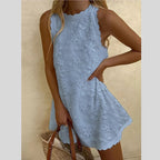 Floral Embroidered Scalloped Sleeveless Romper